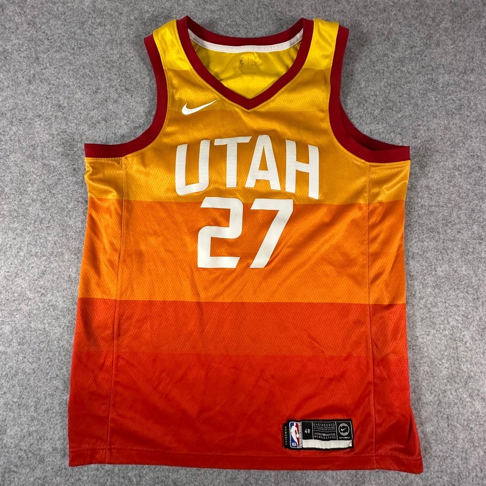 Nike Rudy Gobert #27 Utah Jazz NBA Jersey Mens Size Large Orange City Edition